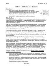 Ap Lab 04 Diffusion And Osmosis Compress Pdf Name AP Biology Lab