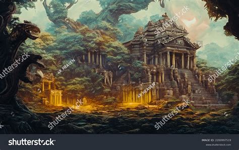 Artistic Concept Painting Ancient Temple Background Stock Illustration ...