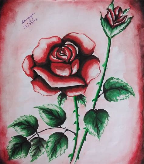 Easy rose water colouring painting . Rose drawing | Drawings, Colorful ...