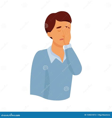 Sad Man Office Worker Cover His Sad Face Stock Vector Illustration Of