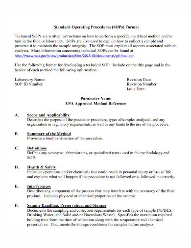 15 Standard Operating Procedure Templates PDF DOC Free Premium