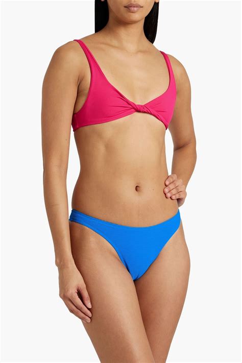 The Attico Twisted Ribbed Triangle Bikini Top The Outnet