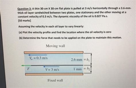 Solved Question A Thin Cm X Cm Flat Plate Is Pulled Chegg