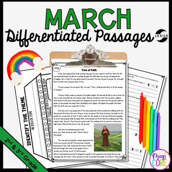 March Differentiated Reading Comprehension Lexile Passages 2nd 3rd