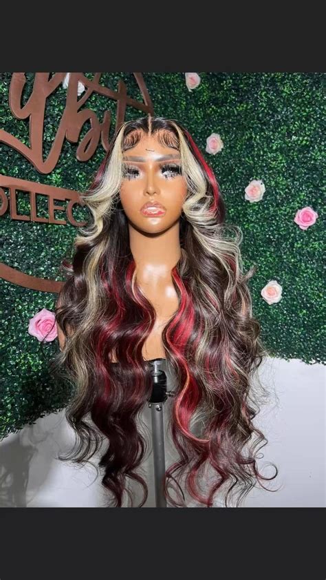 Baddie hairstyles 😻 | Human hair wigs, Blonde with red highlights, Wigs