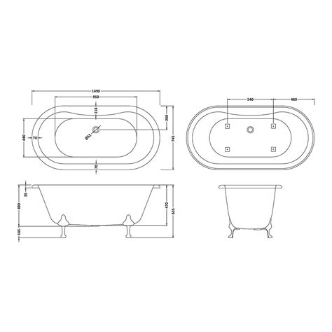 Old London By Hudson Reed Kingsbury Freestanding Bath Mm L X Mm