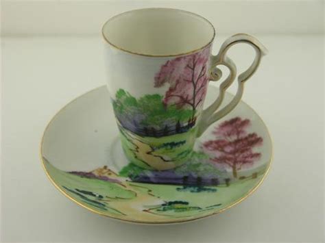 Vintage Ucagco China Made Japan Small Tea Cup Saucer Landscape Home