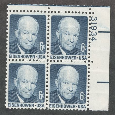 US 1393 6c Dwight David Eisenhower Plate Block Of 4 MNH 1970 EBay