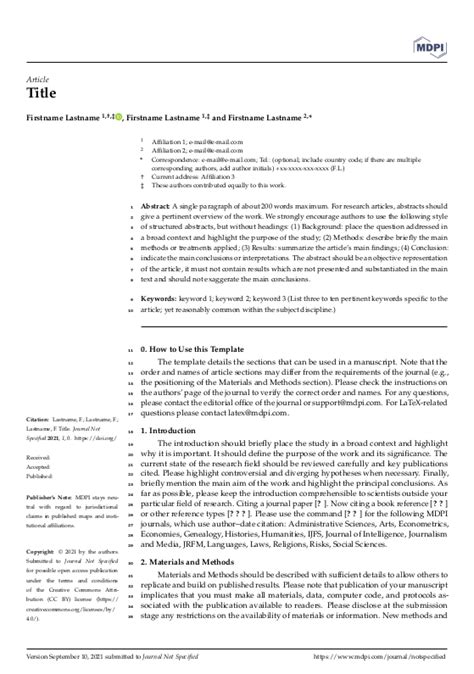 MDPI Sustainability Template | Docx2LaTeX