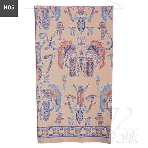 Jual Kain Batik Premium Bahan Katun Motif Burung Adat Warna Cream