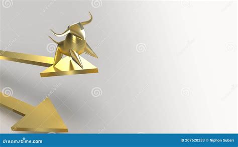 The Golden Bull On Arrow Up For Bull Market Content 3d Rendering Stock