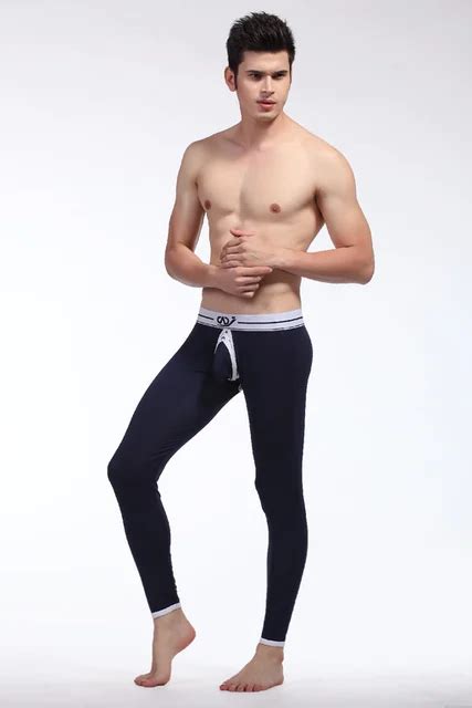 Mens Modal Thermal Underwear Warm Underpants Gay Long Johns Hollow Out