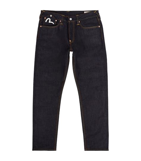 Mens Evisu Navy Seagull Cropped Jeans Harrods Uk