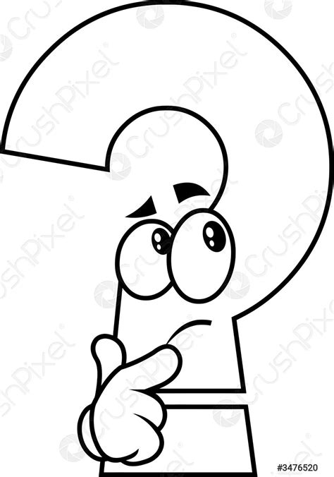 Outlined Cute Question Mark Cartoon Character Thinking Stock Vector