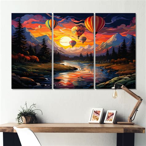 Millwood Pines Colorful Airballoon Views III Hot Air Balloon Metal