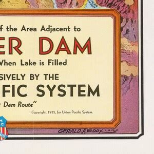 Old Pictorial Map of Boulder Dam, Las Vegas, Nevada, Utah, 1936, Fine Reproduction, Large Map ...