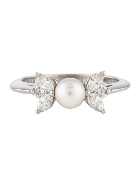 Tiffany & Co. Platinum Pearl & Diamond Victoria Cocktail Ring - Rings ...