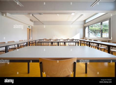 classroom interior, desks and chairs Stock Photo - Alamy