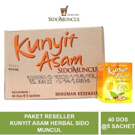 Jual Jual 1 KARTON KUNYIT ASAM SIDO MUNCUL HERBAL ISI 40 DOS 5 SACHET