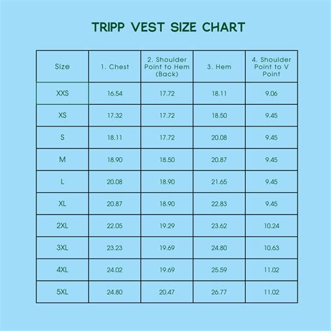 Vest Size Chart - Transform USA