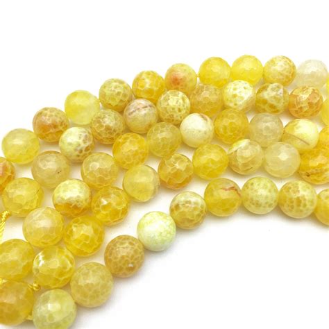 Mm Faceted Yellow Agate Beads Gemstone Beads Wholesale Etsy