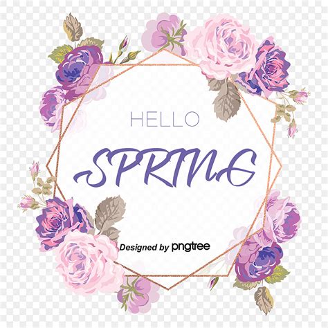 Spring Flower Border White Transparent Creative Border Elements For