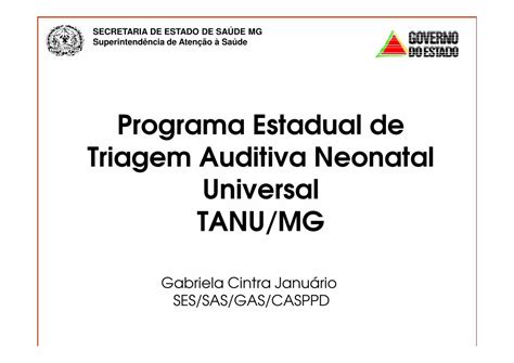 Pdf Programa Estadual De Triagem Auditiva Neonatal Universal