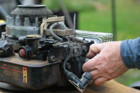 Repairing Lawnmower Stock Photos Royalty Free Repairing Lawnmower