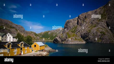 Sea Landscape Of Nusfjord Village And Harbour Flakstadoya Island