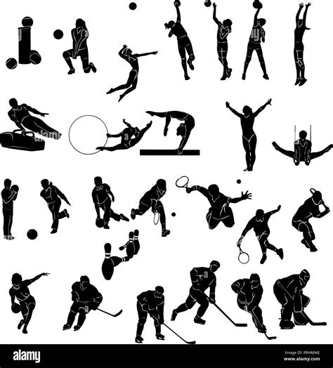 Der Sport Menschen Silhouetten Sammlung Vector Illustration Stock