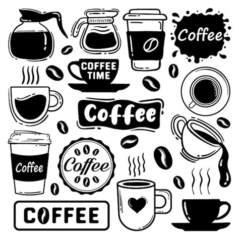 Premium Vector Doodle Coffee Element Collection Free Vector