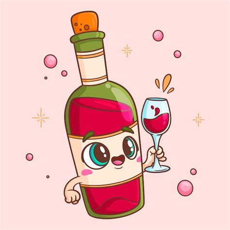 Ilustração de desenho animado de vinho desenhado à mão Vetor Grátis