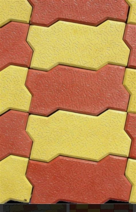 Concrete Red Yellow Zig Zag Interlocking Paver Block For Flooring