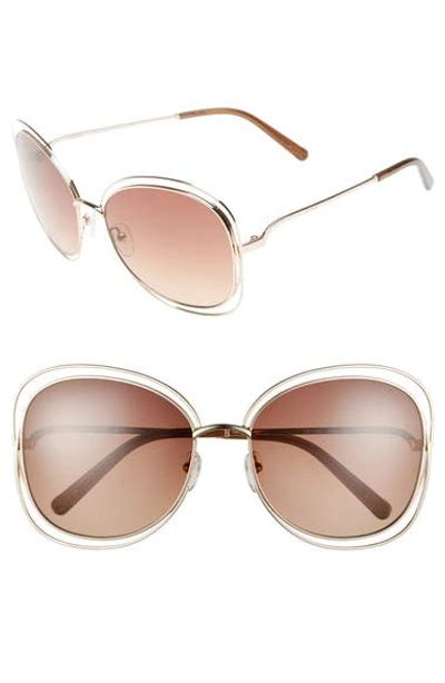 Chloé Womens Carlina Oversized Round Sunglasses 60mm In Rose Gold