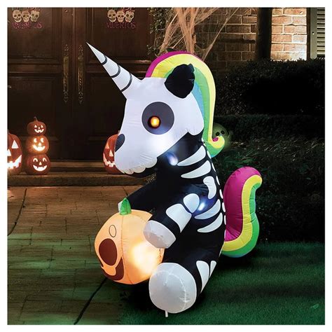 A Blow Up Unicorn Sitting Skeleton Unicorn Inflatable Best Halloween