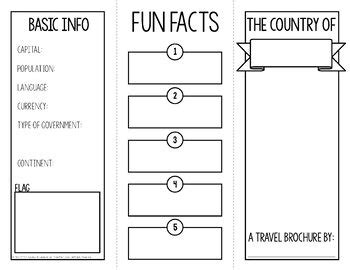 Travel Brochure Research Template Printables by Edventures at Home