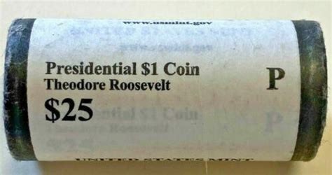 P Theodore Roosevelt Presidential Golden Dollar Roll Mint