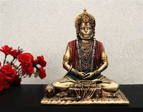 Buy Meditating Hanuman Ji Murti Bajrangbali Sitting Resin Statue Murti