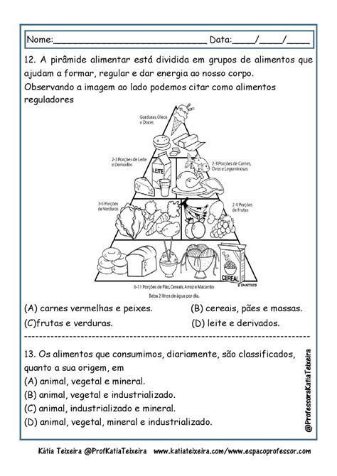 Atividades De Ciências Alimentação Pirâmide Alimentar Alimentos