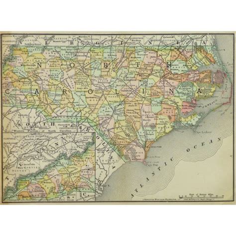 Map - North Carolina, 1891 - Original Art, Antique Maps & Prints