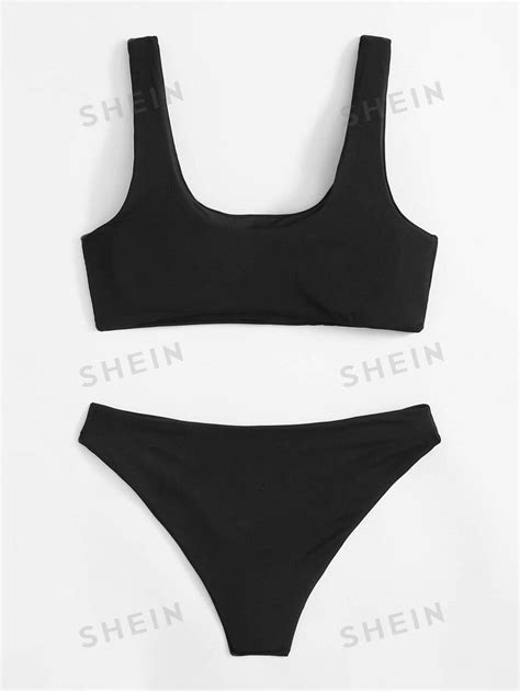 SHEIN Swim Bañador bikini de canalé Moda de Mujer SHEIN México