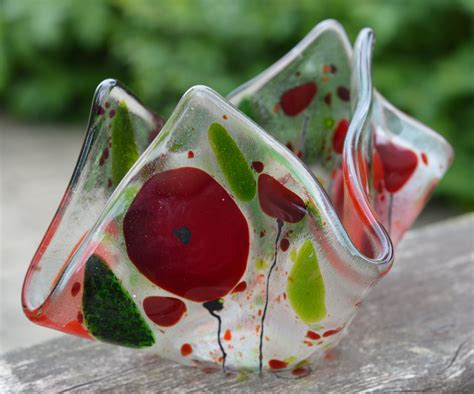 Fused Glass Poppy Tealight Holder Ukshopamandapullinglass Fused Glass