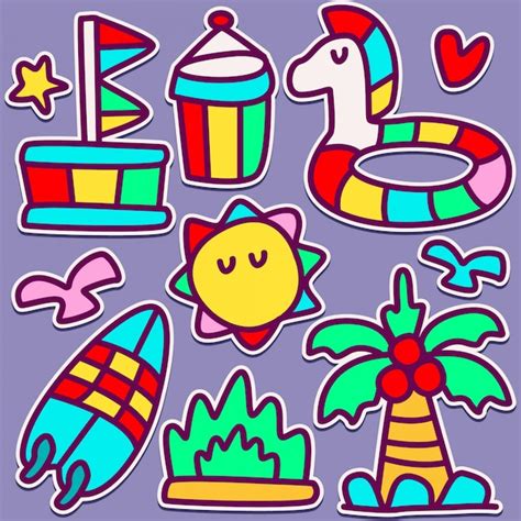 Premium Vector Cute Beach Doodle Design