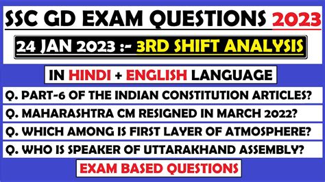 SSC GD 2023 SSC GD 24 January 3rd Shift Analysis SSC GD Exam