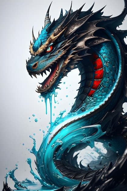 Premium AI Image | Painting art of Blue Chinese Dragon