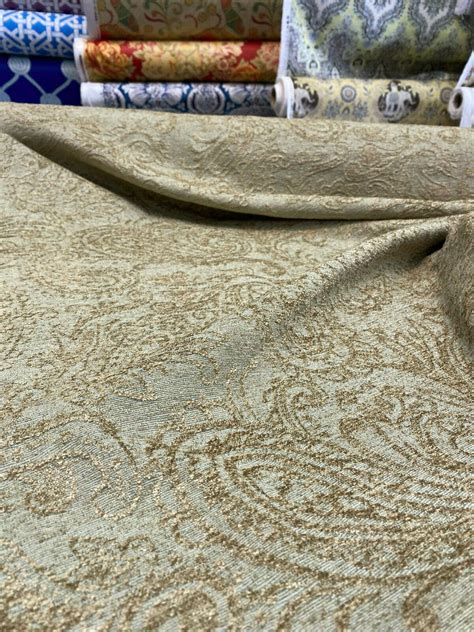 Upholstery Chenille Covington Kelso Brass Paisley Fabric By The Yard