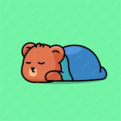 Premium Vector Cute Sleeping Bear With Blanket Simple Vector Illustration