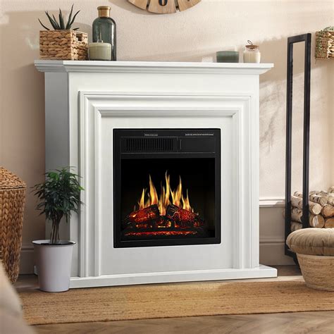 LHRIVER White Electric Fireplace for Bedroom, Real Flame Look, Free