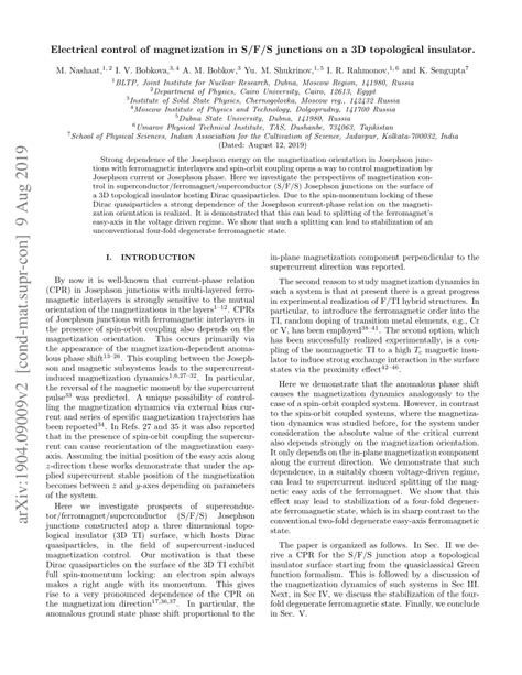 PDF Electrical Control Of Magnetization In Superconductor Ferromagnet