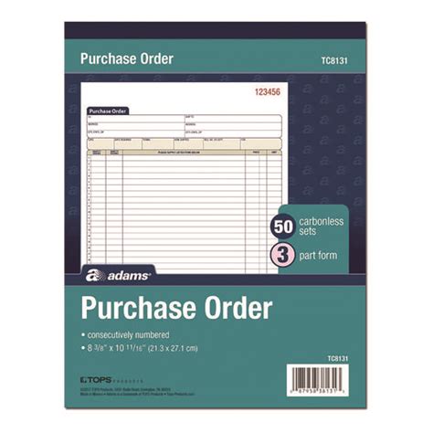 Multipart Purchase Order Pad Threepart Carbonless X Forms